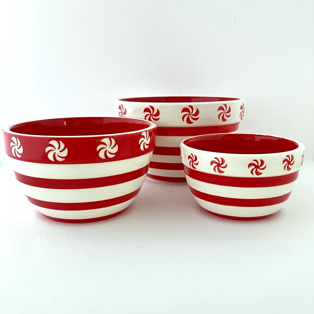 Terramoto Ceramic 3 Piece Mixing Bowl Set (Peppermint)